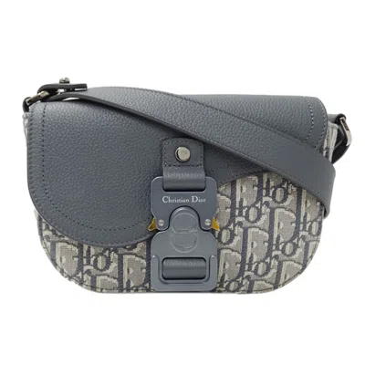 Pre-owned Dior Christian  Gray Jacquard Leather Shoulder Bag ()