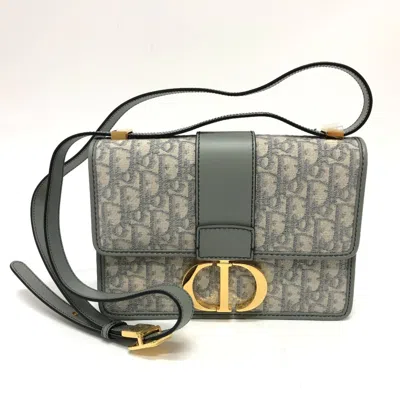 Pre-owned Dior Christian  Gray Leather Canvas Shoulder Bag ()