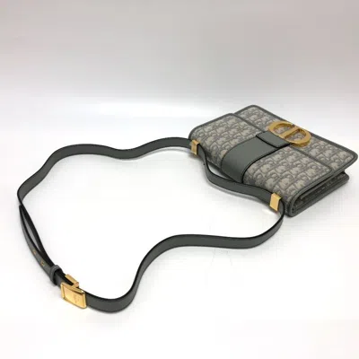 Pre-owned Dior Christian  Gray Leather Canvas Shoulder Bag ()