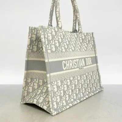 Pre-owned Dior Christian  Gray White Canvas Tote Bag () In Multi
