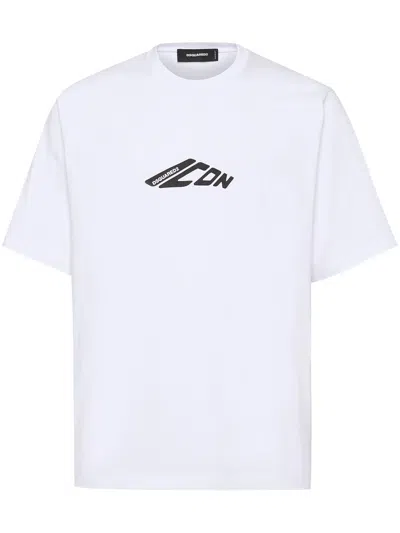 Dsquared2 Men White Cotton T-shirt In White