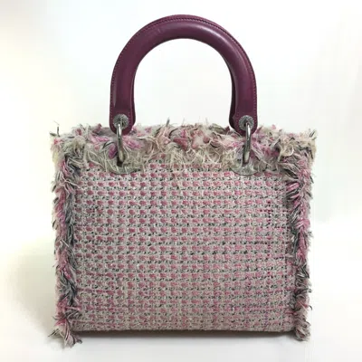 Pre-owned Dior Christian  Lady  Pink Purple White Tweed Handbag Shoulder Bag ()
