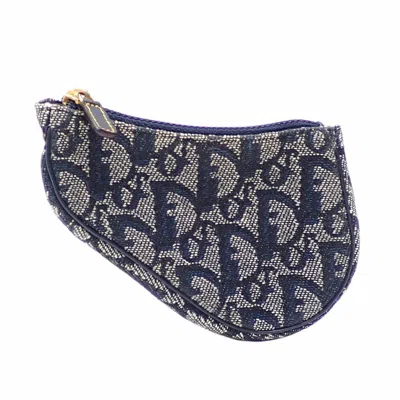 Pre-owned Dior Christian  Navy Canvas Coin Purse/coin Case () In Blue