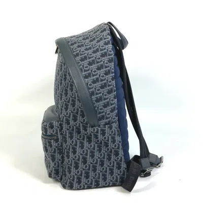 Pre-owned Dior Christian  Navy Canvas Leather Backpack () In Blue