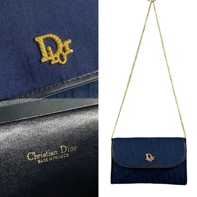 Pre-owned Dior Christian  Navy Canvas Leather Shoulder Bag () In Blue