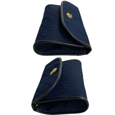 Pre-owned Dior Christian  Navy Canvas Leather Shoulder Bag () In Blue