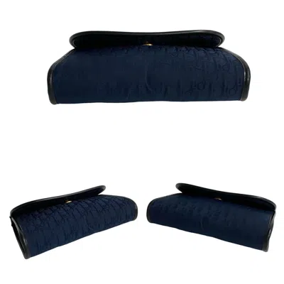 Pre-owned Dior Christian  Navy Canvas Leather Shoulder Bag () In Blue