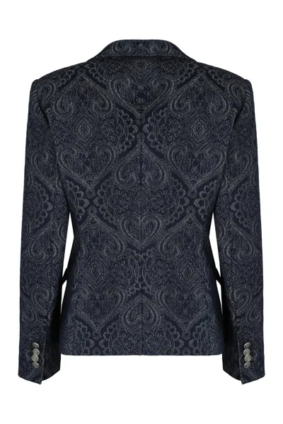 Etro Denim Jacquard Jacket In Blue