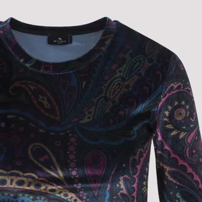 Etro Women Blue Polyester Blend Top In Multi