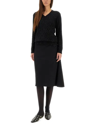 Fabiana Filippi V-neck Embellished Sweater In Black