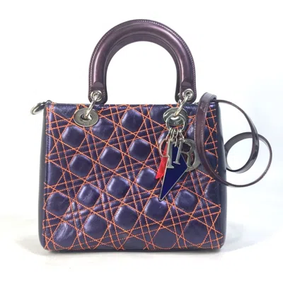 Pre-owned Dior Christian  Orange Purple Leather Handbag Shoulder Bag ()