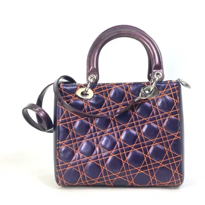 Pre-owned Dior Christian  Orange Purple Leather Handbag Shoulder Bag ()