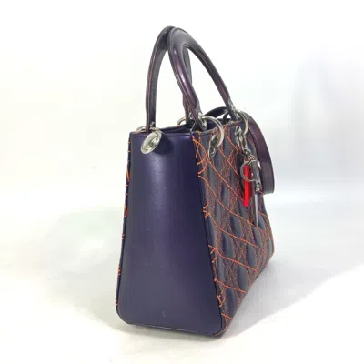 Pre-owned Dior Christian  Orange Purple Leather Handbag Shoulder Bag ()