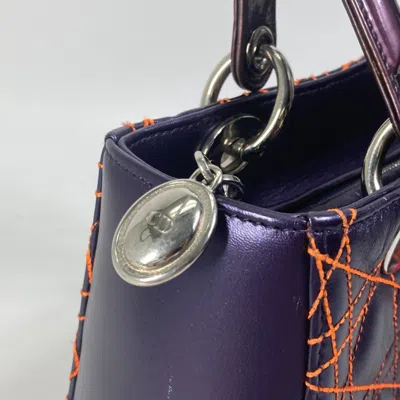 Pre-owned Dior Christian  Orange Purple Leather Handbag Shoulder Bag ()