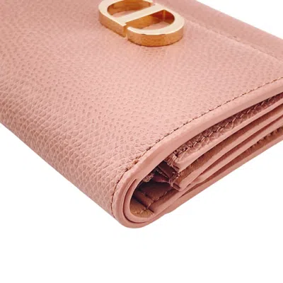 Pre-owned Dior Christian  Pink Pink Beige Leather Wallet (tri-fold) ()