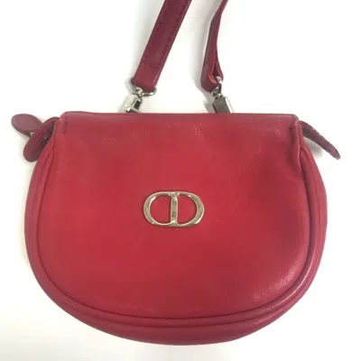 Pre-owned Dior Christian  Red Color Leather Pochette Shoulder Bag ()