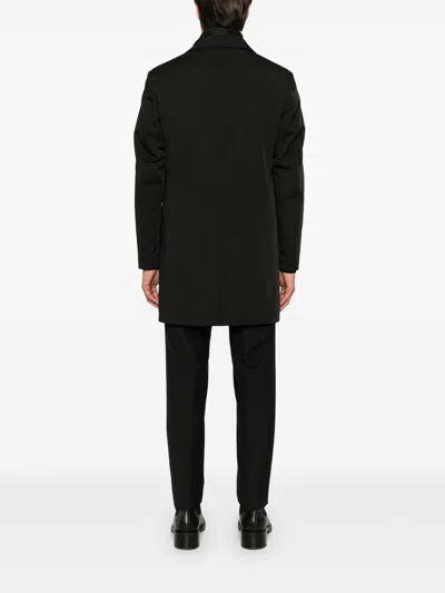 Fay Black Double Polyester Coat In Black