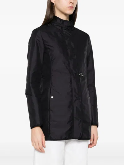 Fay Short Blue Polyester Coat In Black