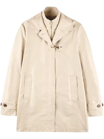 Fay Technical Poplin Nude Morning Coat In Neutral