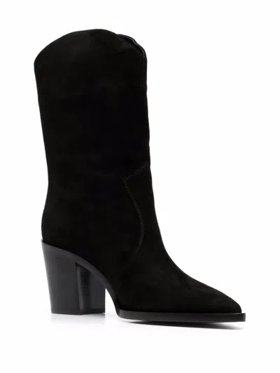 Gianvito Rossi Black Leather Ankle Boot In Black