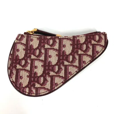 Pre-owned Dior Christian  Wine Canvas Leather Coin Purse/coin Case () In Burgundy