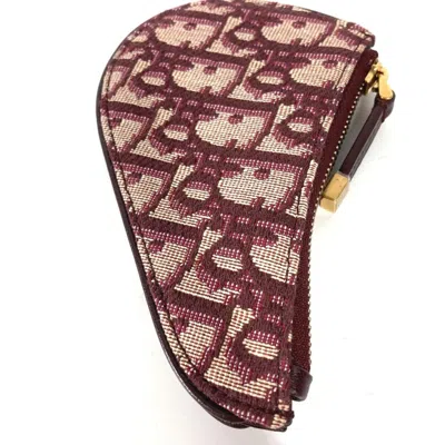 Pre-owned Dior Christian  Wine Canvas Leather Coin Purse/coin Case () In Burgundy