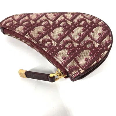 Pre-owned Dior Christian  Wine Canvas Leather Coin Purse/coin Case () In Burgundy