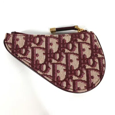 Pre-owned Dior Christian  Wine Canvas Leather Coin Purse/coin Case () In Burgundy