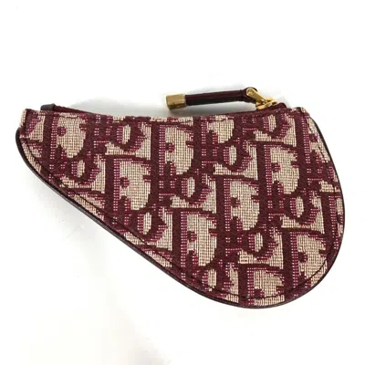 Pre-owned Dior Christian  Wine Canvas Leather Coin Purse/coin Case () In Burgundy