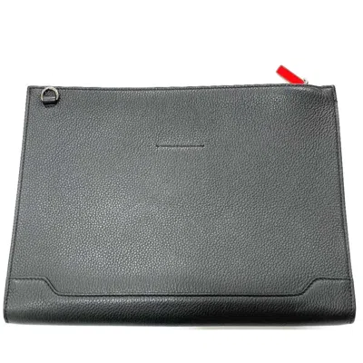 Pre-owned Christian Louboutin Black Leather Clutch Bag ()