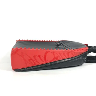 Pre-owned Christian Louboutin Black Red Color Leather Rubber Backpack () In Multi