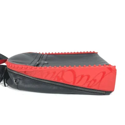 Pre-owned Christian Louboutin Black Red Color Leather Rubber Backpack () In Multi