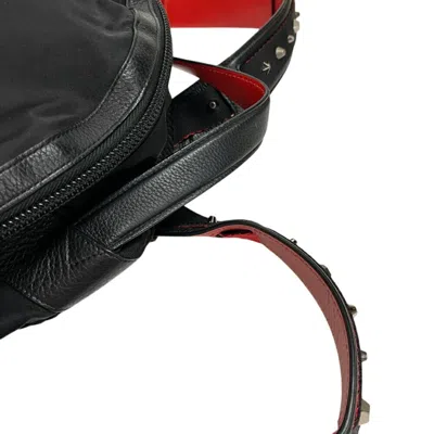 Pre-owned Christian Louboutin Black Red Color Nylon Leather Backpack () In Multi