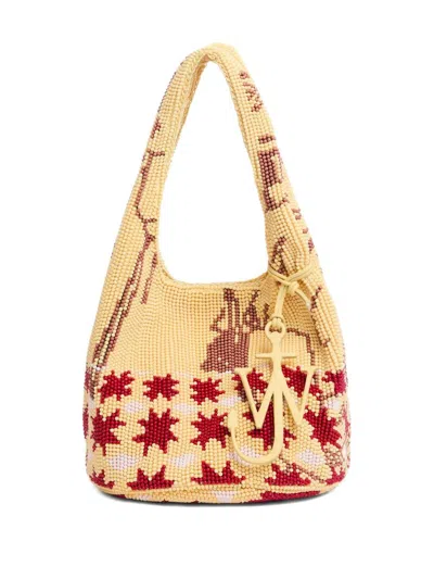 Jw Anderson Shoulder Bag With Beaded Design In Yellow