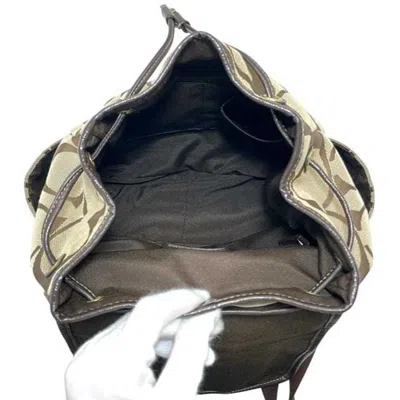 Pre-owned Coach Beige Brown Canvas Leather Backpack () In Multi