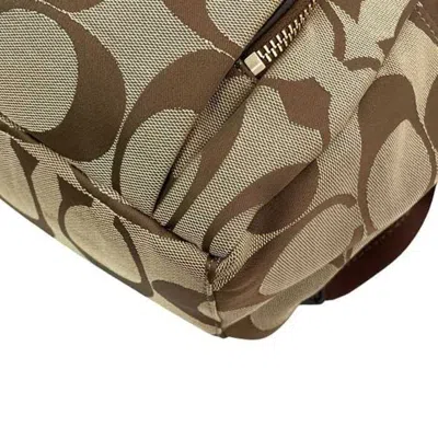 Pre-owned Coach Beige Brown Canvas Leather Backpack () In Multi