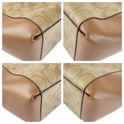 Pre-owned Coach Beige Brown Pvc Leather Handbag Shoulder Bag () In Multi