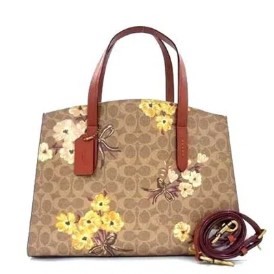 Pre-owned Coach Beige Brown Pvc Leather Handbag Shoulder Bag Tote Bag () In Multi