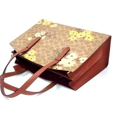 Pre-owned Coach Beige Brown Pvc Leather Handbag Shoulder Bag Tote Bag () In Multi