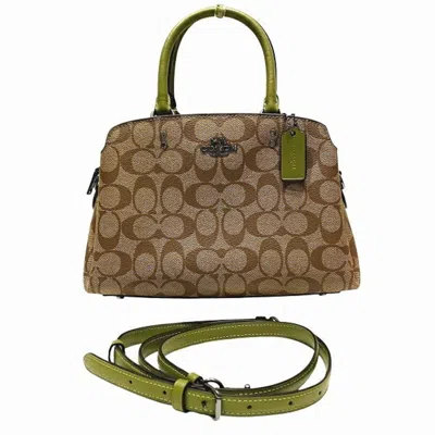 Pre-owned Coach Beige Green Pvc Handbag Shoulder Bag () In Multi