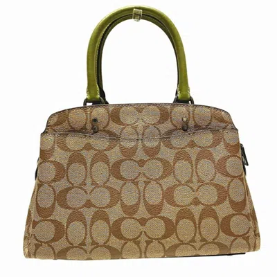 Pre-owned Coach Beige Green Pvc Handbag Shoulder Bag () In Multi