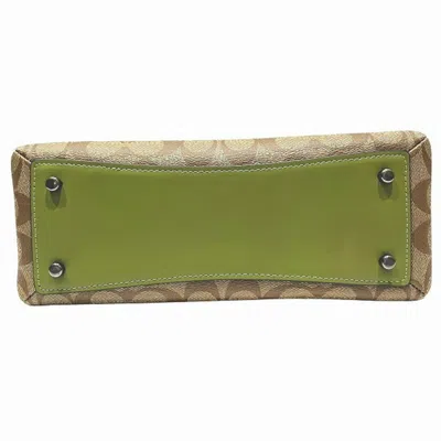 Pre-owned Coach Beige Green Pvc Handbag Shoulder Bag () In Multi