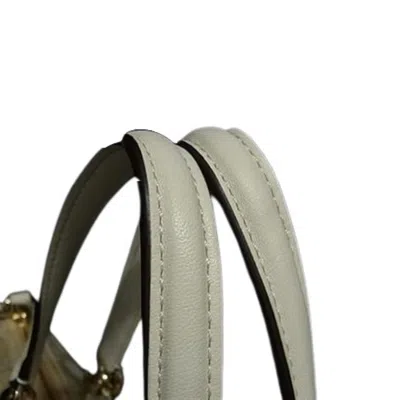 Pre-owned Coach Beige Ivory Canvas Leather Handbag Shoulder Bag Tote Bag () In Multi