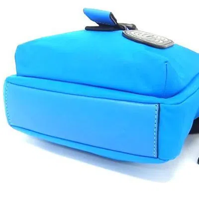 Pre-owned Coach Black Blue Nylon Leather Handbag Pouch Shoulder Bag Tote Bag () In Multi