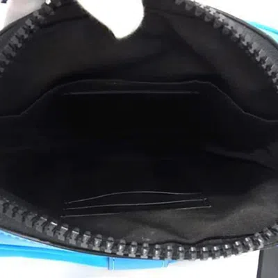 Pre-owned Coach Black Blue Nylon Leather Handbag Pouch Shoulder Bag Tote Bag () In Multi