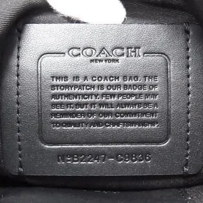 Pre-owned Coach Black Blue Nylon Leather Handbag Pouch Shoulder Bag Tote Bag () In Multi