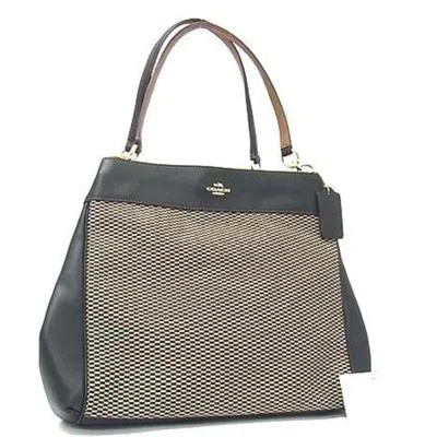 Pre-owned Coach Black Canvas Leather Handbag Shoulder Bag Tote Bag ()