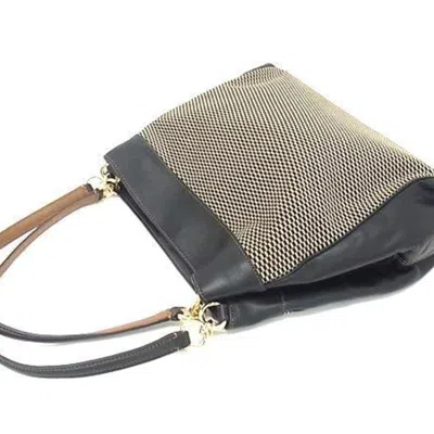 Pre-owned Coach Black Canvas Leather Handbag Shoulder Bag Tote Bag ()