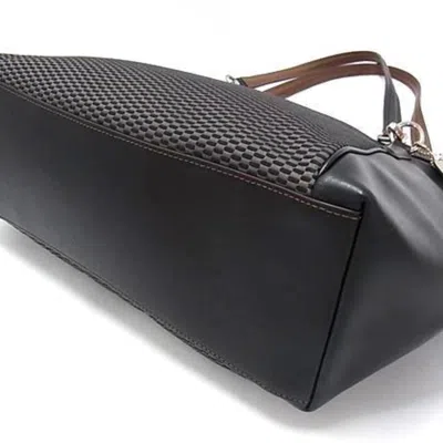 Pre-owned Coach Black Gray Canvas Leather Tote Bag () In Multi