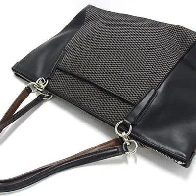 Pre-owned Coach Black Gray Canvas Leather Tote Bag () In Multi